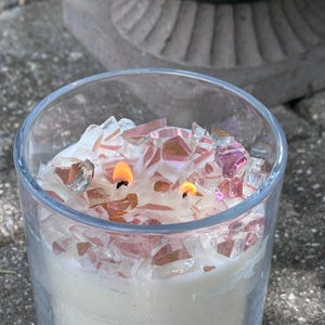 Clear Citronella Fire Glass Candle – 2 Wick 14oz Outdoor Candle for Patio, Insect Repellent Gift, Clean Burning Candle Art