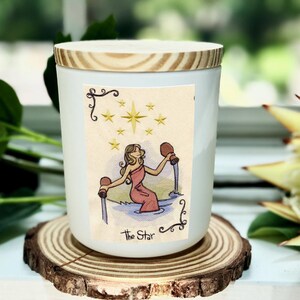 Bougie de lecture de tarot | Bougie positivité et espoir, cadeau spirituel mystique, soleil, étoile, cartes de l'impératrice, oeuvre d'art de la bougie - voyance