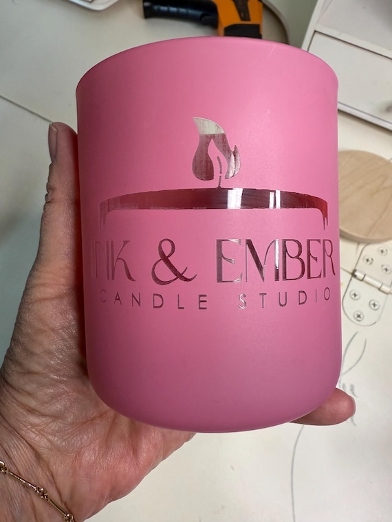 Custom Engraved Logo – Empty Candle Vessel or Full Candle with Lid – Reusable Glass Jar – Personalized Business Gift – Candle Art