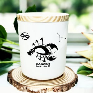 Cancer Zodiac Candle – Personalized Astrology Candle Gift | Custom Zodiac Candle, Large 14 oz Glow Through Candle, Candle Art