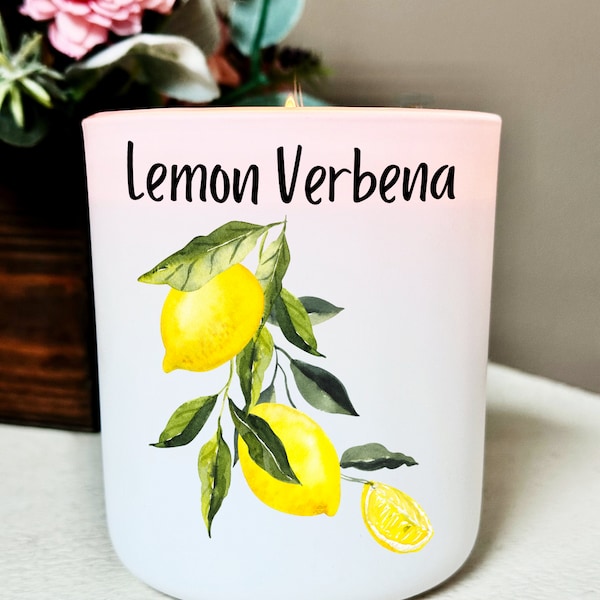 Lemon Verbena Scented Candle | 8oz or 14oz | 2 sided Embedded Design | No Label | Gift for Mom, Daughter, Sister, Friend | Keepsake