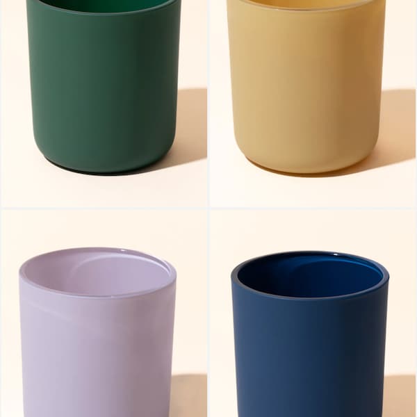 Makesy Aura Glass Vessel, Holds 12-16 oz of poured Wax. Canary Yellow, Lilac,  Matte Olive, Matte Navy