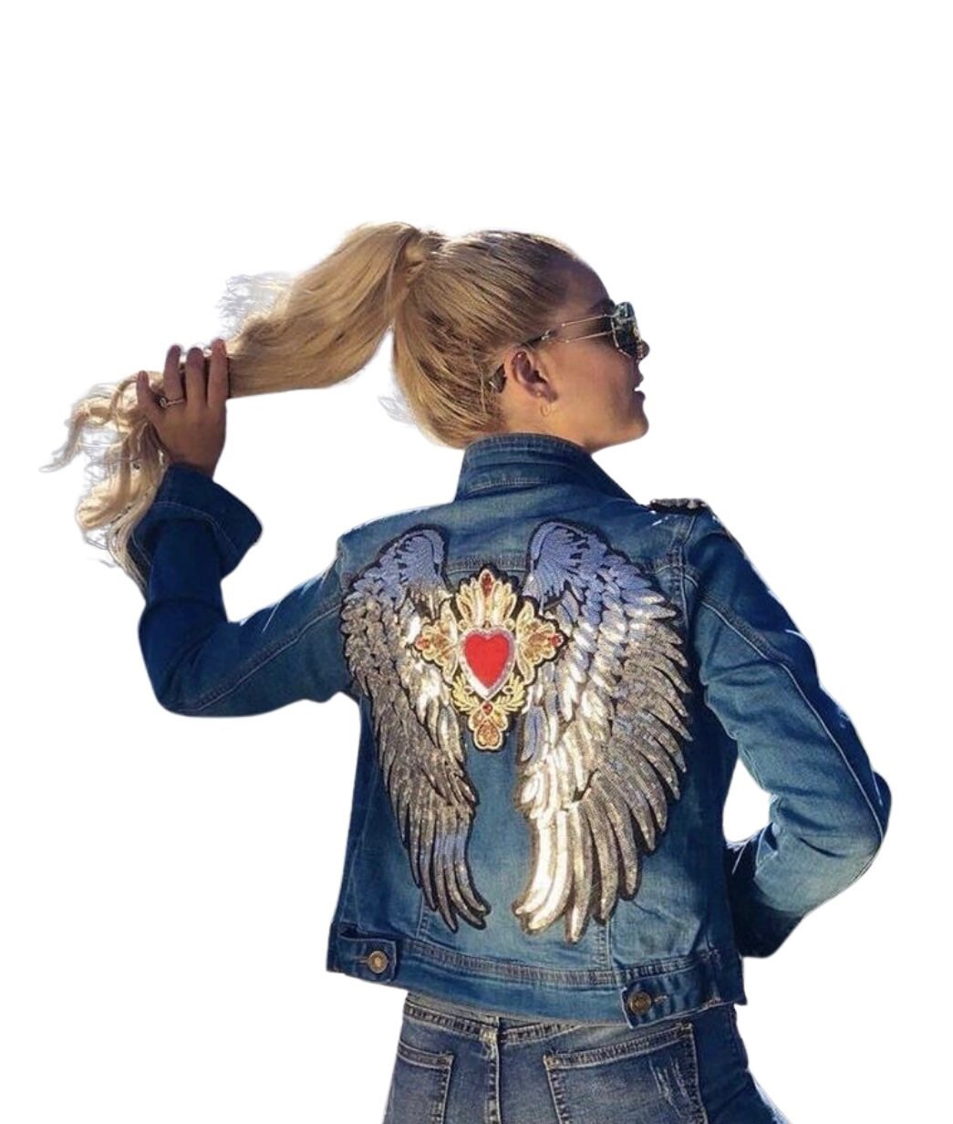 jefe Forma del barco calendario Chaqueta vaquera mujer con alas angel /Cazadora denim novia - Etsy México