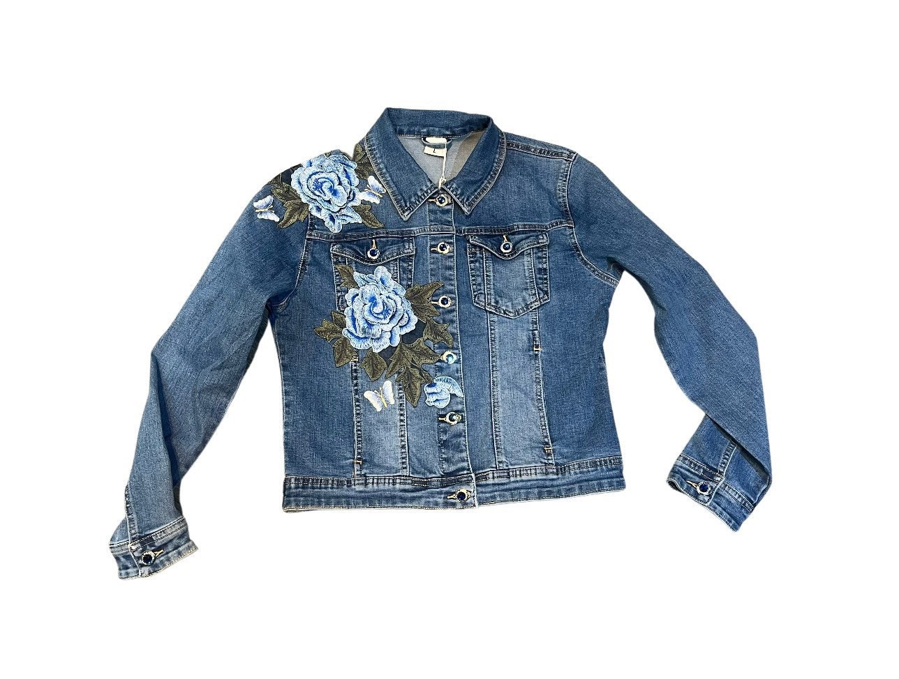 Customized Denim Jacket With Flowers and Butterflies/embroidered Denim ...