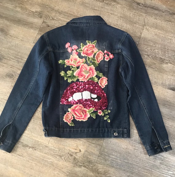 pink kiss denim jacket