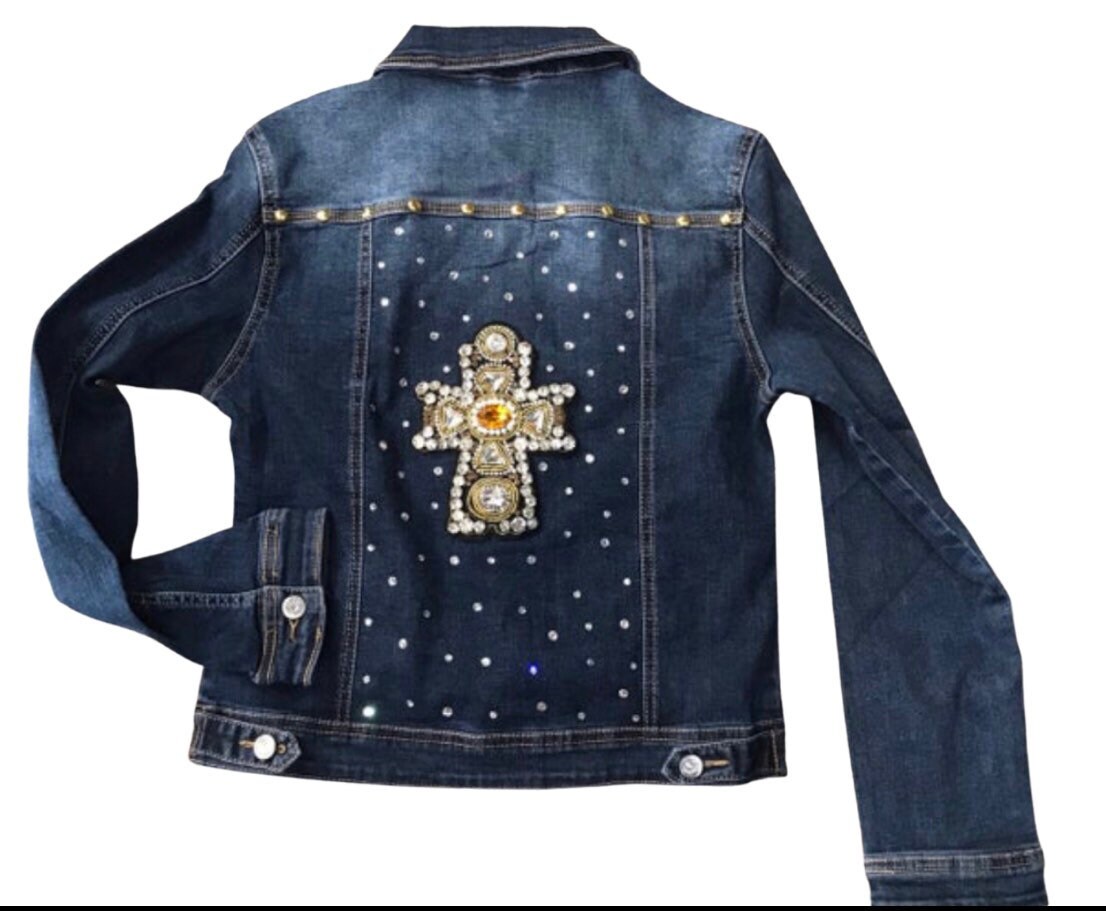 Chaqueta vaquera mujer cruz / Cazadora Mujer Pedreria Strass / | Etsy España