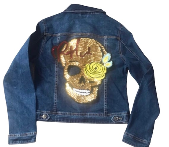 Electrizar Rápido atención Chaqueta Vaquera Mujer Calavera / Cazadora Tejana Parches / - Etsy España