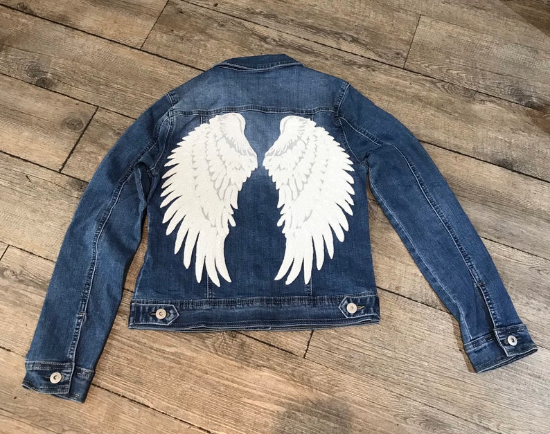 Angel Wings Denim Jacket Ligth Blue Denim Jacket Witch | Etsy