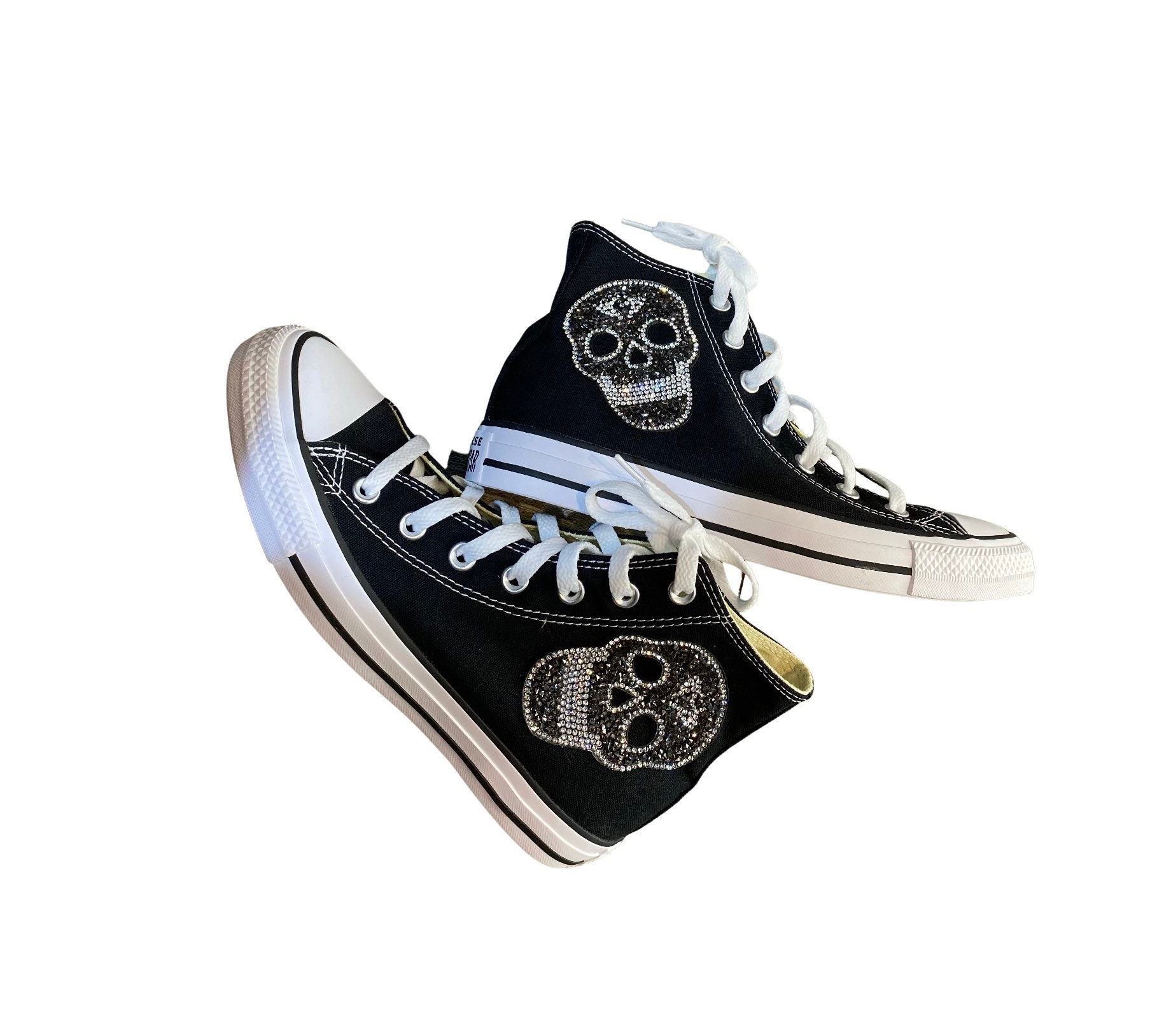 Consequential Clothing x Butterfly Effect Skull - Black High Tops - Custom  Converse Shoes