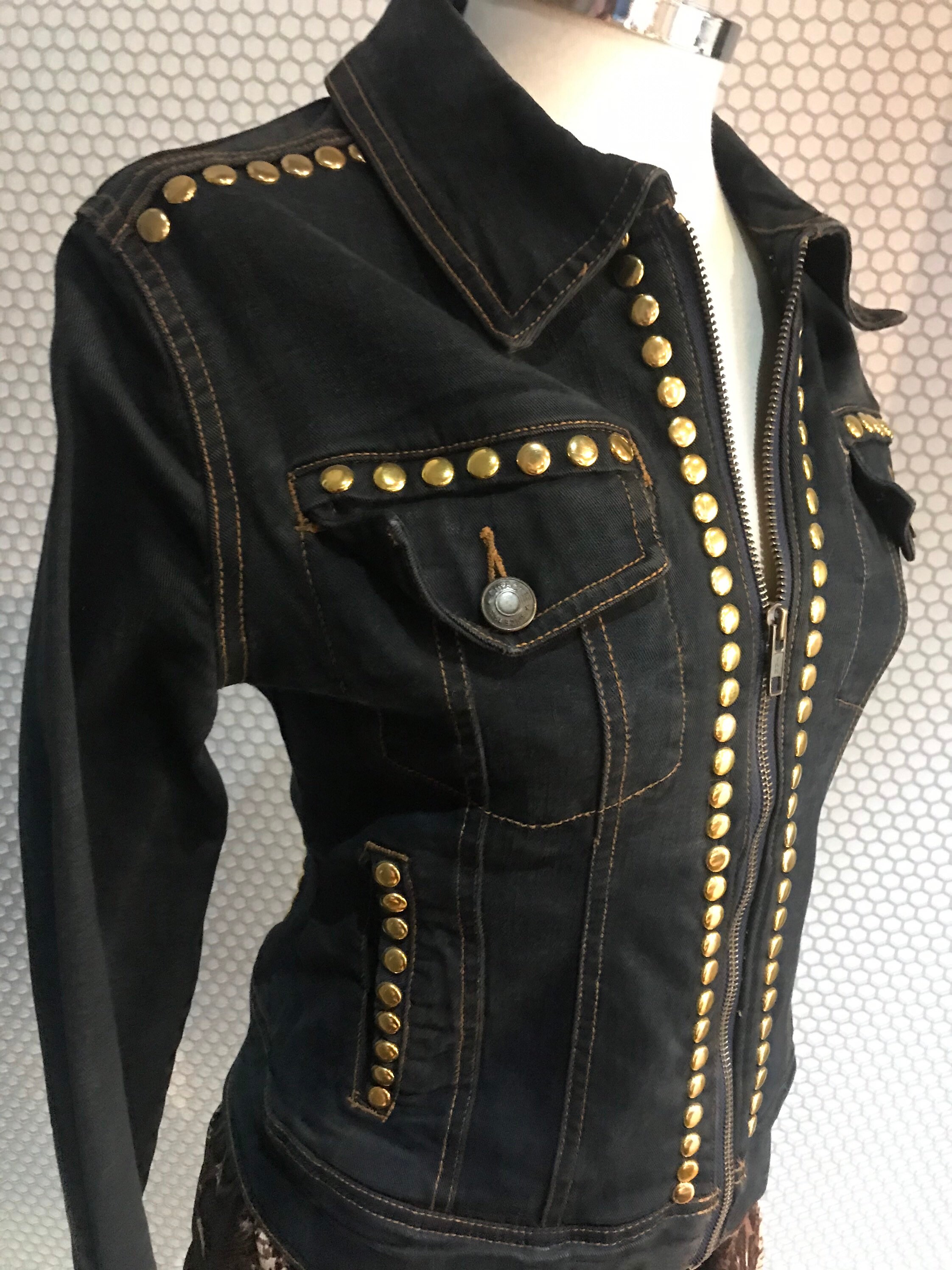 Stud Denim Jacket/rivet Denim Jacket 