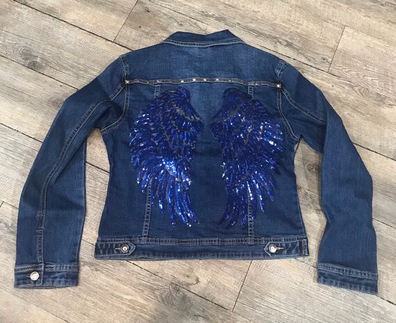 Carne de cordero Acumulativo Conveniente Chaqueta Vaquera novia Alas Angel / Cazadora Denim Alas de - Etsy México