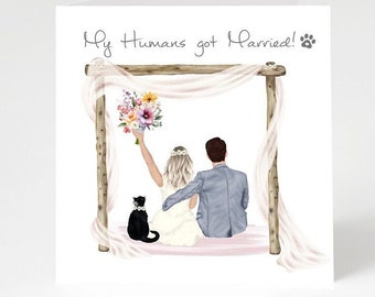 Personalised Spring Wedding card with Pet