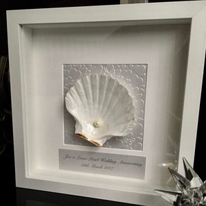 30th Wedding Anniversary gift, Shell art Anniversary gift for parents, hand made