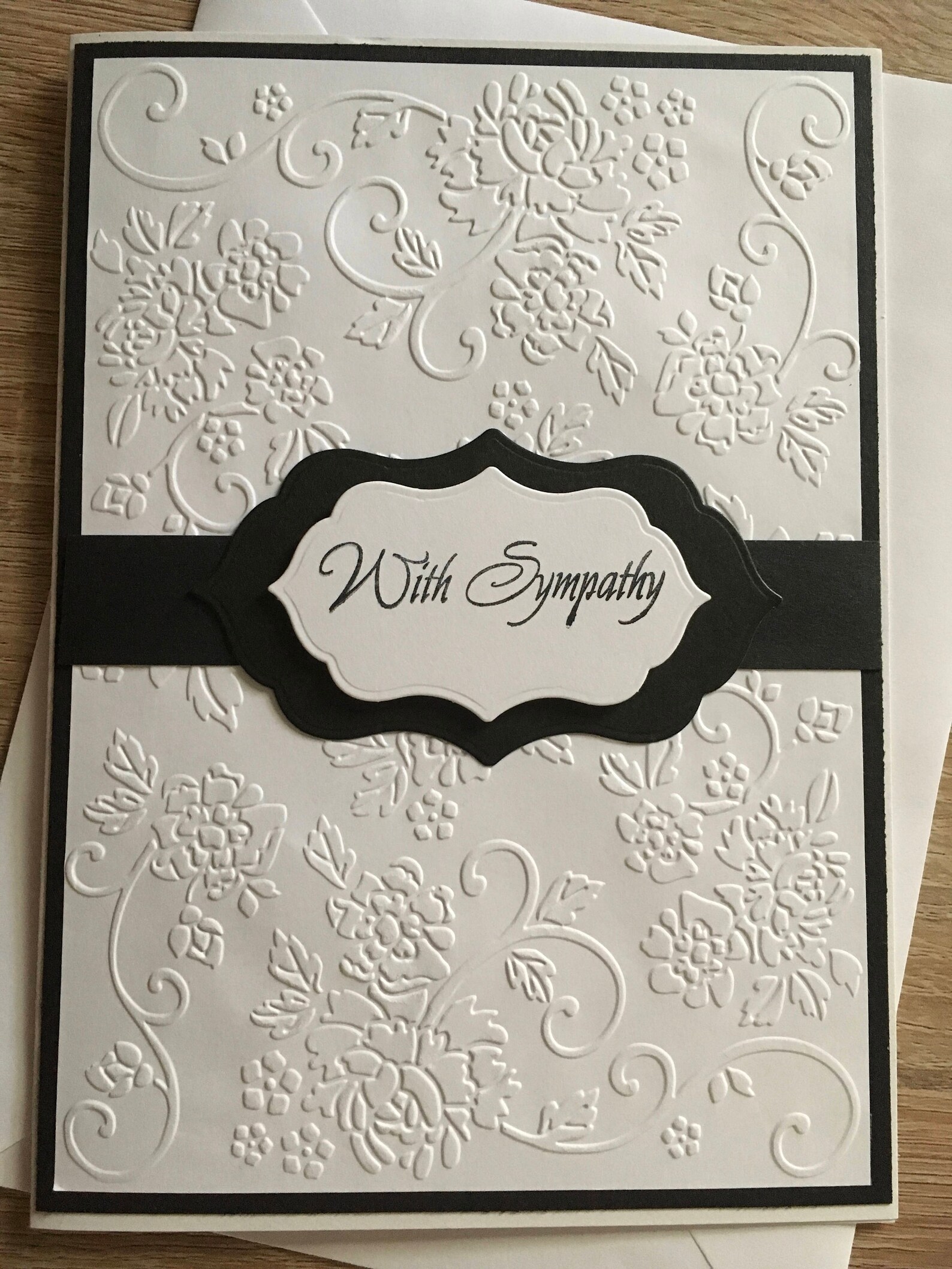 Sympathy Card Hand Made Embossed Black and White Bereavement - Etsy
