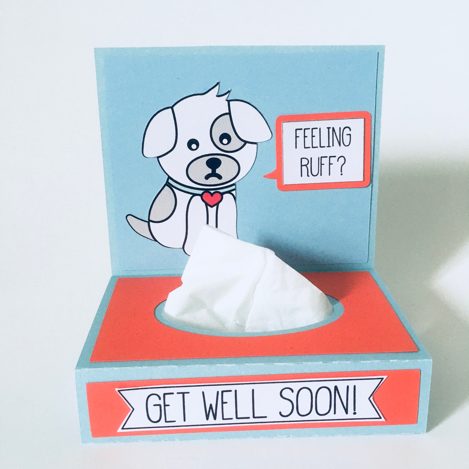 Get Well Soon Feeling Ruff Dog Card Funny 3D Card With Tissue Etsy