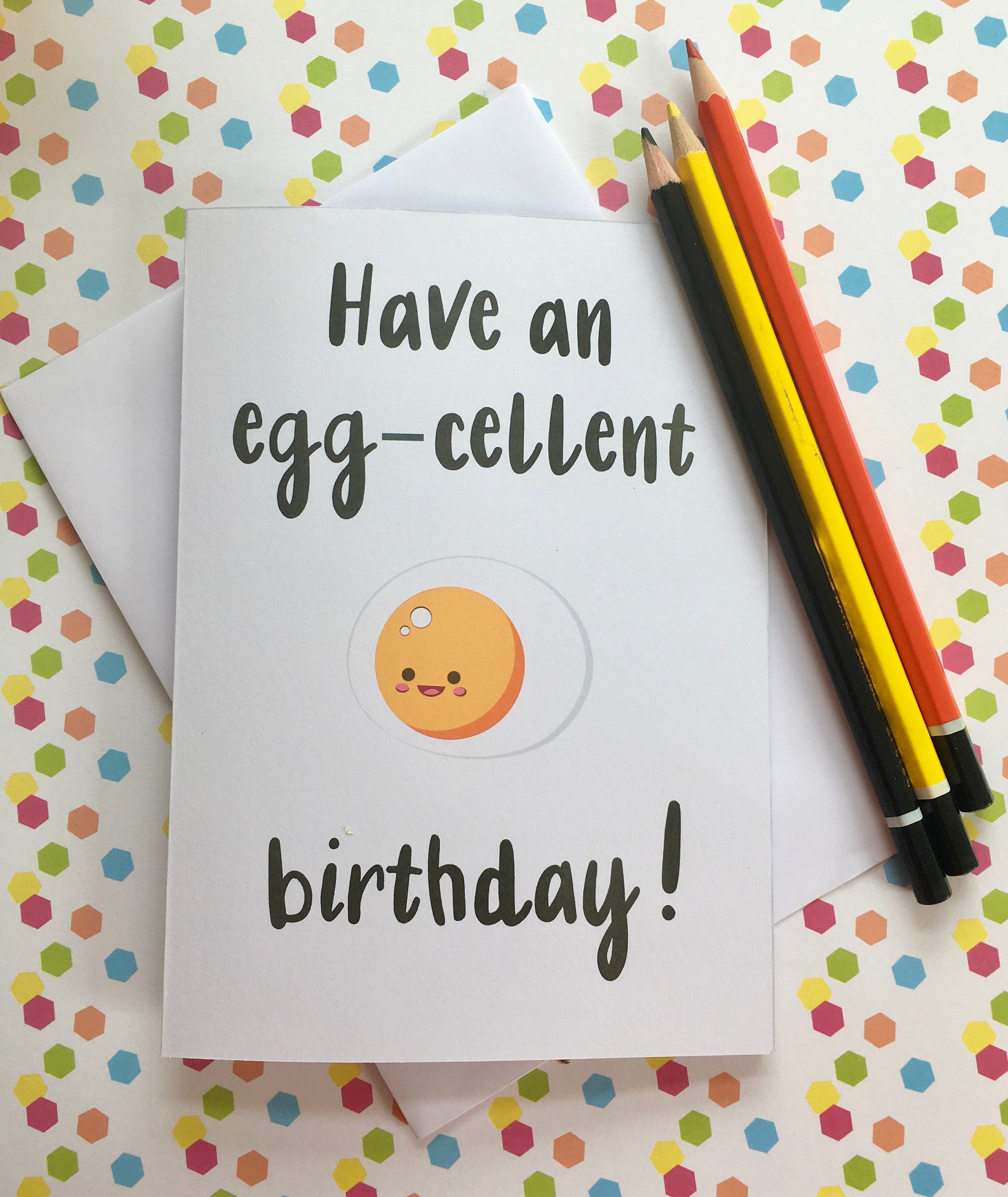 Funny egg birthday card Eggcellent birthday pun card for Etsy