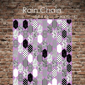 Modello per quilt Rain Chain di Carl Hentsch di 3 Dog Design Co. con Tula Pink LineWork