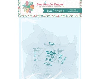 May include: A pack of 65 clear plastic templates for quilting, featuring a bee theme. The pack includes the text "Sew Simple Shapes" and "Bee Vintage".