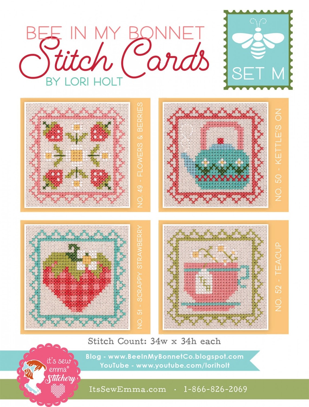 Bee in My Bonnet Stitch Cards - Set B by Lori Holt – Happy Little Stitch  Shop