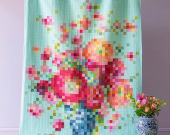 Flower Vase Embroidery Quilt Kit featuring Tilda