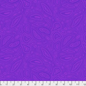 May include: Purple fabric with a repeating pattern of swirling, layered lines that resemble a rock formation.
