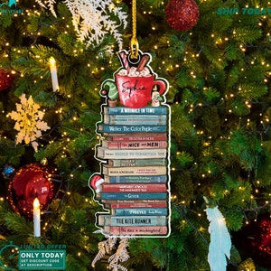 Personalized  Banned Books Ornament, Book Christmas Ornament, Customized Bookshelf Ornament Gift For Book Lovers
