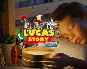 Personalized Toy Story Night Light, LED Acrylic Kids Room Decor