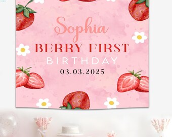 Aardbei 'Halfjaar Verjaardag' Achtergrond Decor – 6 Maanden Berry Zoet Feestachtergrond 5x3 Ft Voor Meisjes