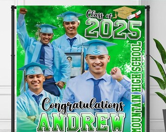 Class of 2025 Photo Banner Graduate Banner with Photo Senior 2025 Backdrop Graduation Gift for Son's Fiancee