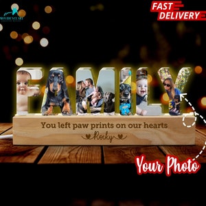 Letras de luz de noche con imagen personalizada, marco de imagen iluminado personalizado, regalo de imagen para cumpleaños o día del padre