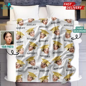 Benutzerdefinierte Decke Abschluss 2025 Decke Abschlussklasse Geschenk Personalisierte Decke mit Gesicht Lustige Decke mit Personalisierung