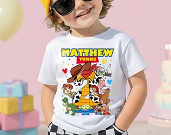 Personalized Toy Story Birthday Shirt for Boys, Custom Name and Age Toddler Outfit