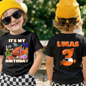 Personalized Finding Nemo Birthday Shirt, Custom Name Age Tee for Boys