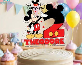 Personalized Mickey Mouse Cake Topper - Oh Twodles Birthday Decor