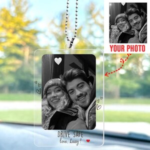 Personalized Photo Car Ornament: Acrylic Couple Picture Hanger