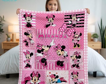 Personalized Minnie Mouse Fleece Blanket: Custom Birthday Gift for Daughter