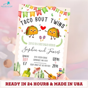 Editable Taco 'Bout Twins Invitation, Taco Baby Shower Invite, Taco Baby Shower Fiesta Cactus Baby Shower Digital Download