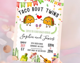 Editable Taco 'Bout Twins Invitation, Taco Baby Shower Invite, Taco Baby Shower Fiesta Cactus Baby Shower Digital Download