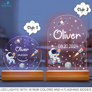 Personalized Astronaut Night Light for Baby, Customized Name Space Night Light for Kids, Astronaut Birthday Gift for Boy or Girl