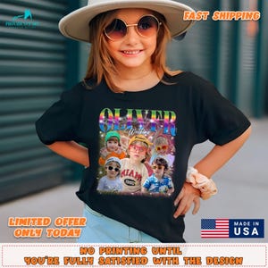 Custom Name Kids Shirt, Personalized Kids Birthday Photo T-shirt, Bootleg Rap Tee, Gift For Kids