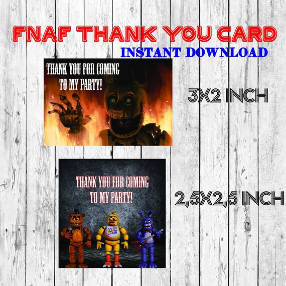FNAF thank you cards FNAF cards Five Nights at Freddy's | Etsy
