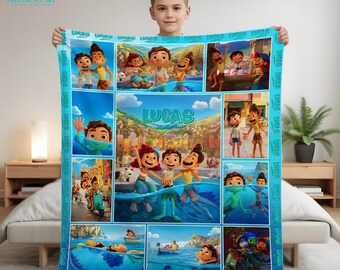 Personalized Luca & Friends Fleece Blanket: Custom Name Birthday Gift
