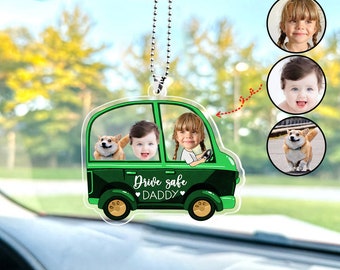 Custom Photo Drive Safe Daddy Ornament for Car, Personalized Birthday Gift Idea for Daddy, Customized Funny Baby Picture Acrylic Hanger