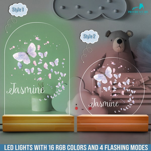 Veilleuse personnalisée avec papillon pour fille, cadeaux d'anniversaire à LED pour chambre de bébé papillon, cadeaux d'anniversaire pour baby shower