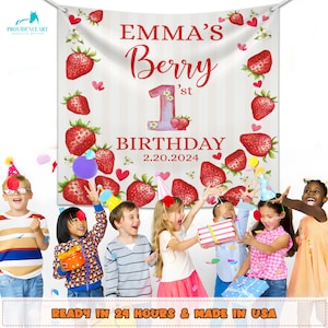 Berry 1st Birthday Backdrop, Berry First Birthday Party Banner, Strawberry Birthday Gift Ideas for Baby Girl