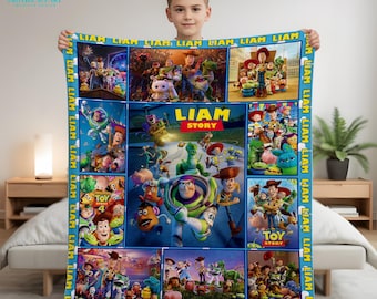 Personalized Toy Story Fleece Blanket: Custom Name Birthday Gift