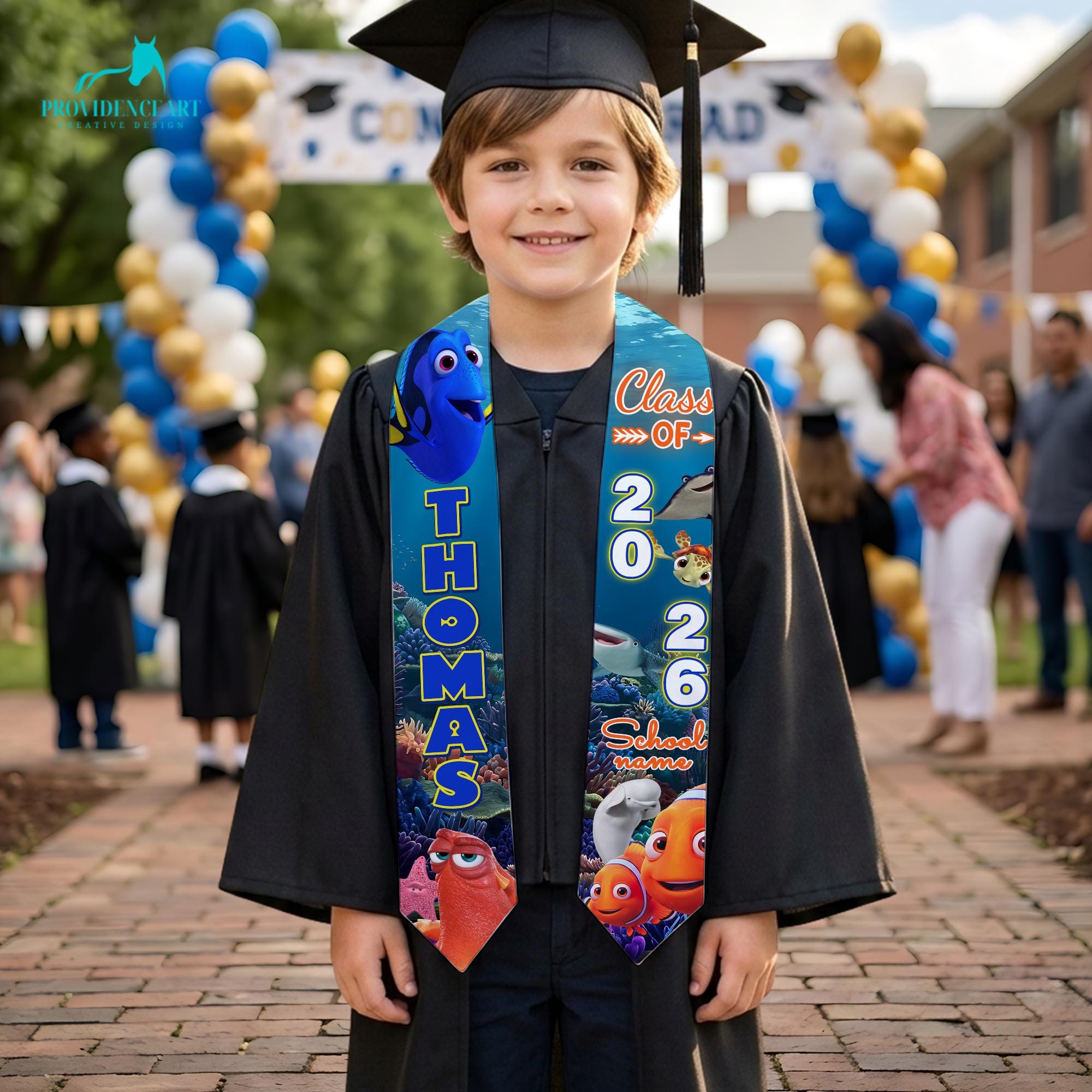 Personalized Finding Dory Graduation Stole, Custom Kids Class of 2026 ...