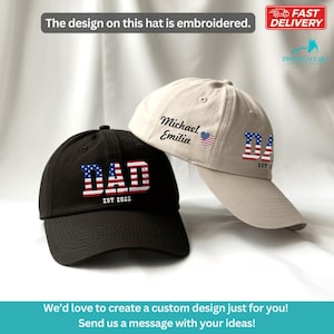 American Dad Personalized 4th Of July Embroidered Cap with Kids Name, Customized Fathers Day Gift for Husband, Retro Custom Hat for Him