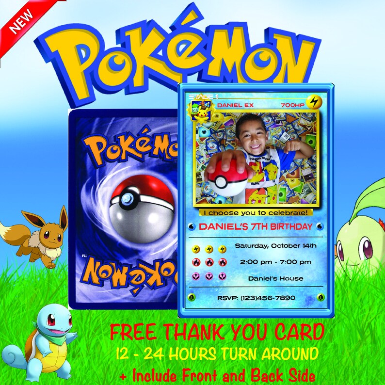 Pokemon Invitation Pokemon Birthday Invitation Pokemon Etsy