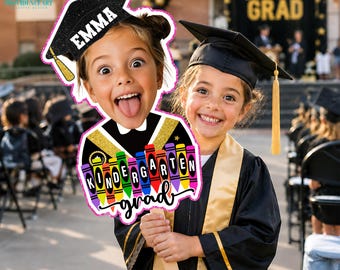 Custom Kindergarten Graduation Face Stick, Personalized Photo Prop